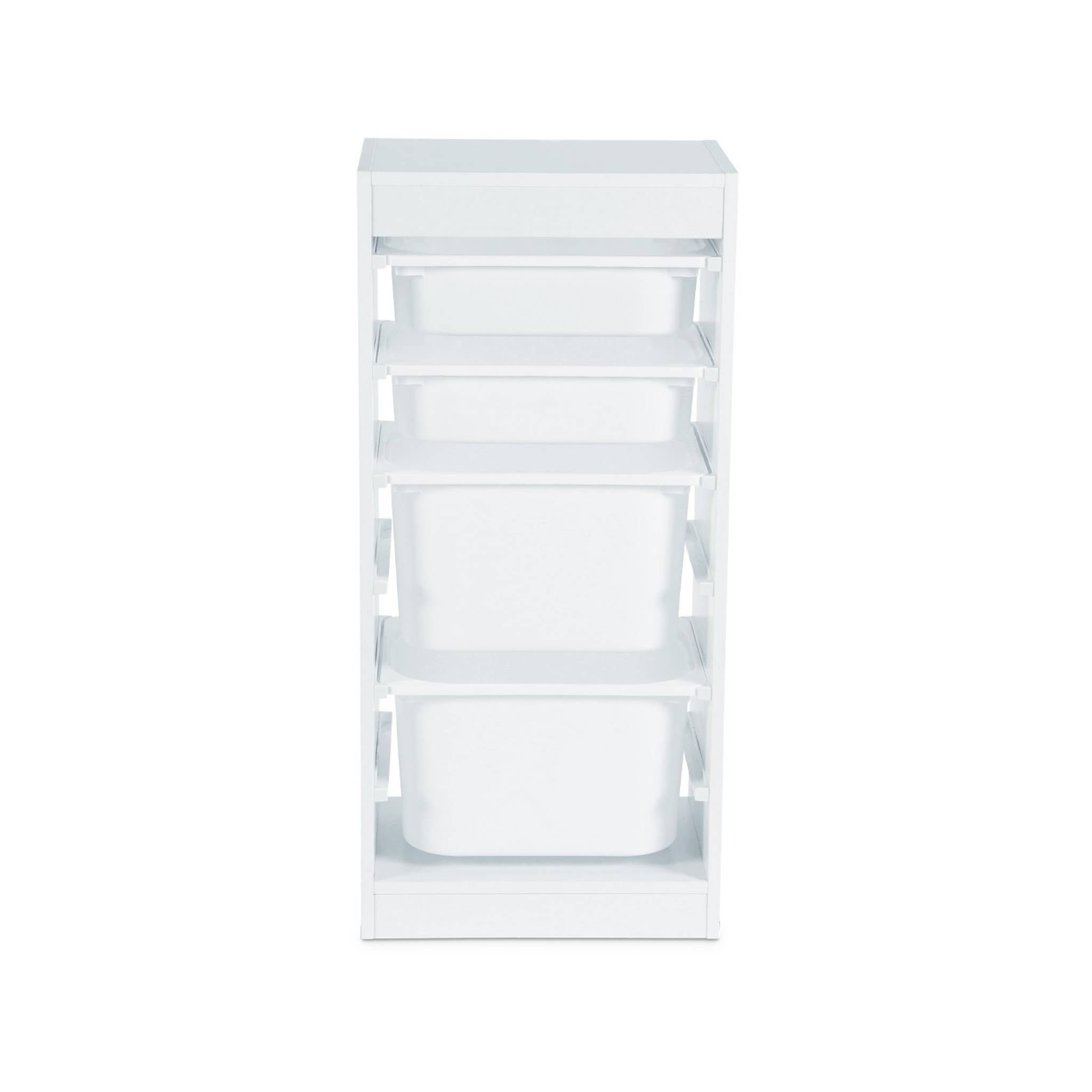 Meuble de rangement enfant 4 bacs de rangement. 41.5 x 30 x 89cm (Lot de 2) blanc