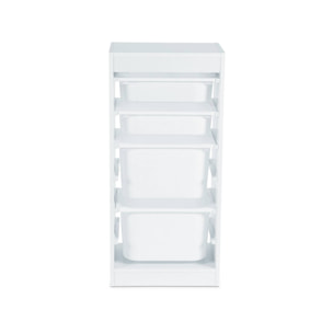 Meuble de rangement enfant 4 bacs de rangement. 41.5 x 30 x 89cm (Lot de 2) blanc