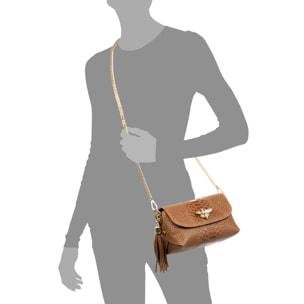 Amblar borsa a tracolla donna. Pelle autentica scamosciata stampa serpente.