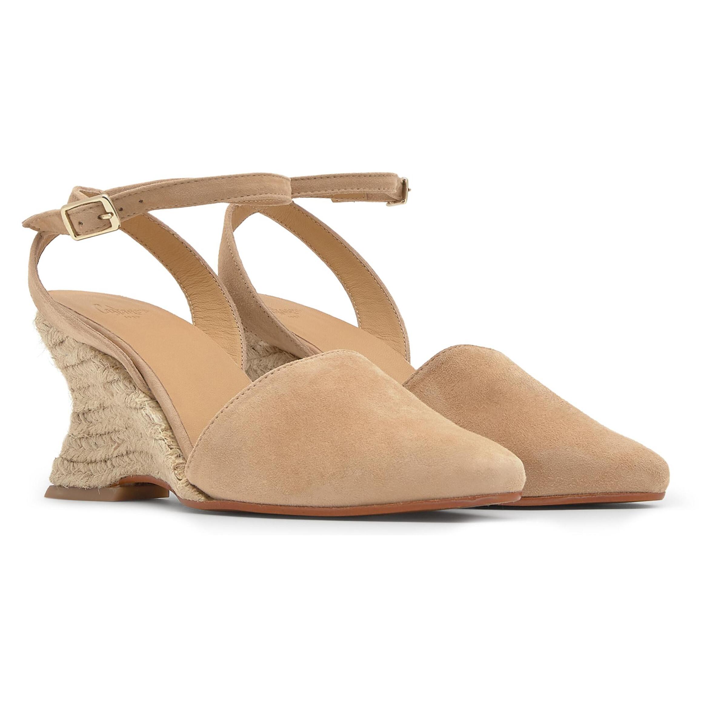 Alpargatas de cuña de mujer Judi en ante con punta afilada y cierre de pulsera