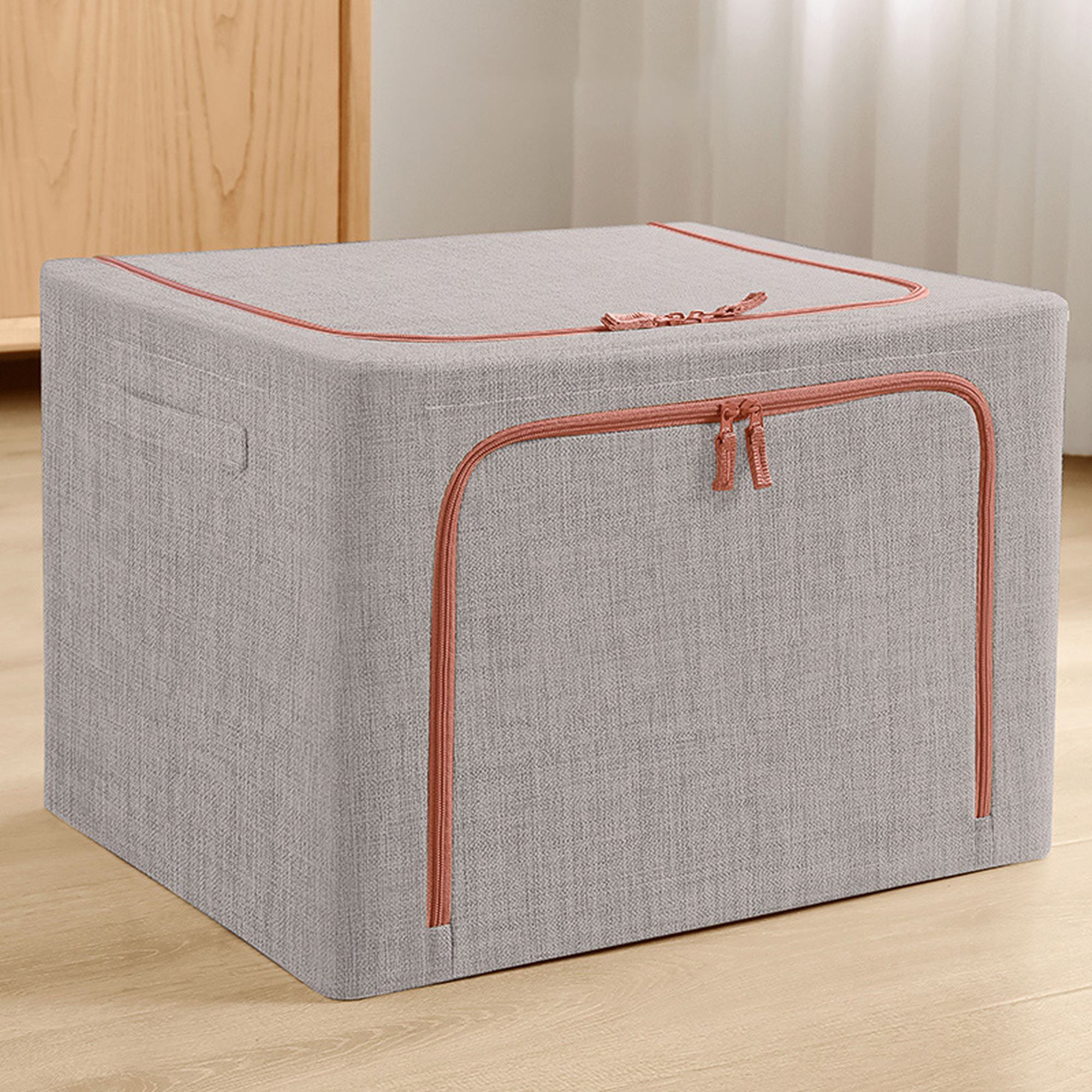 Caja de almacenamiento de tela plegable 55l gris