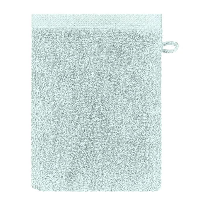 Gant de toilette pur coton 550 g/m² uni bleu Elea glacier