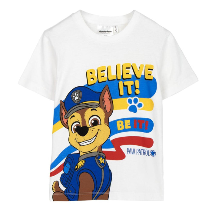 Camiseta Corta Paw Patrol - Color Blanco
