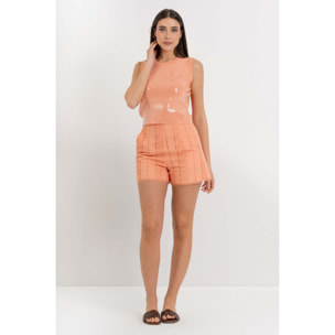 Kocca - Pantaloncini donna in cotone a vita alta con pizzo Donna