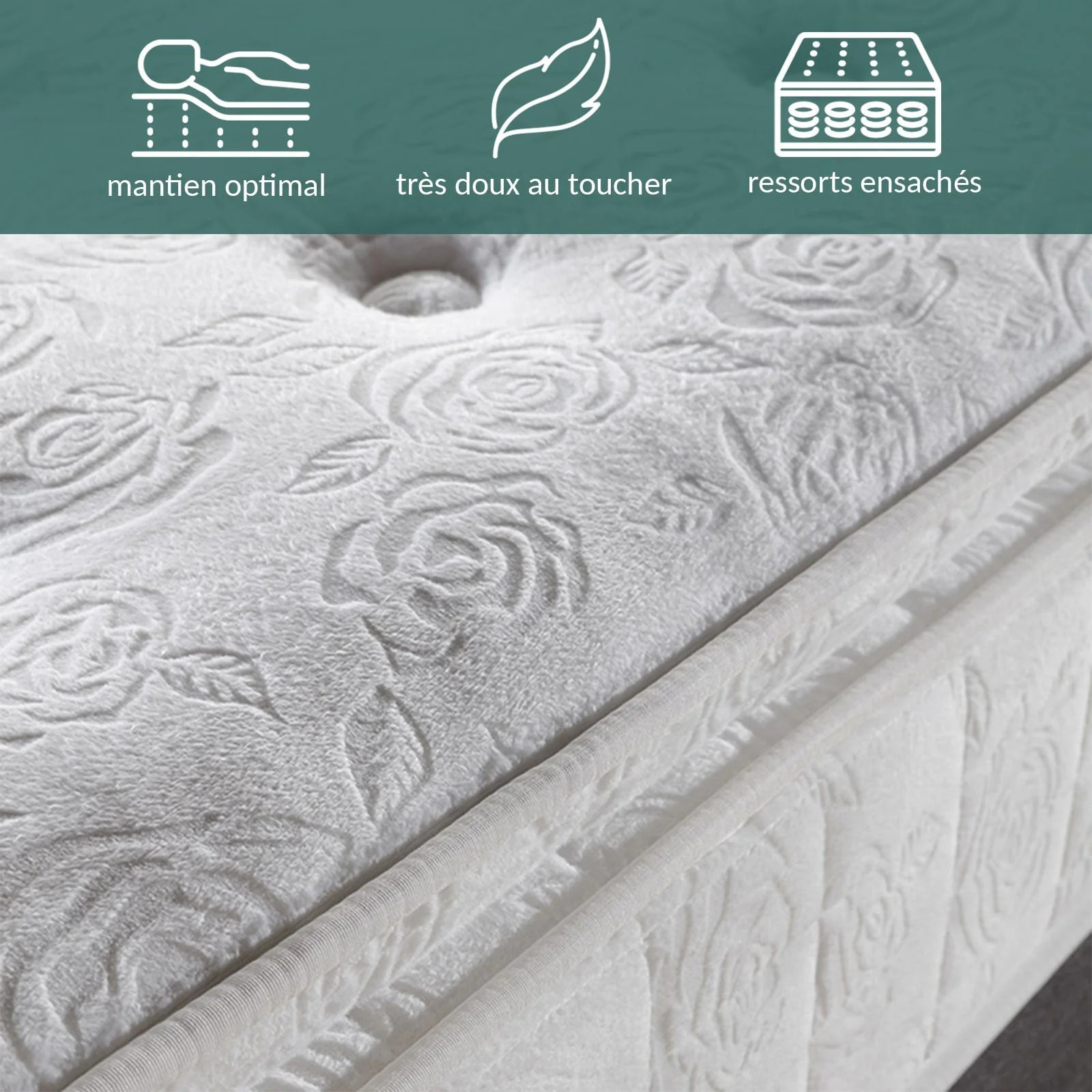 Matelas Eclat | ressorts ensachés, latex et mémoire de forme | 27 cm