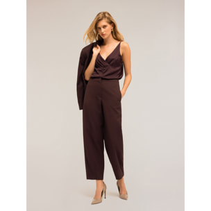 Motivi - Top con borde suave plisado - Marrón