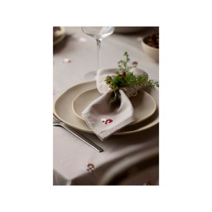 Serviettes en tissu Coeurs de Noël brodés 4 pièces
