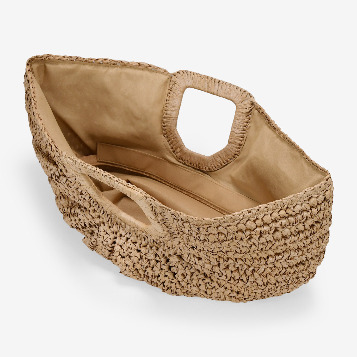 Bolso de mano tostado en rafia