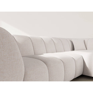 Curtis - canapé d'angle droit 4 places avec accoudoir en tissu texturé - Beige