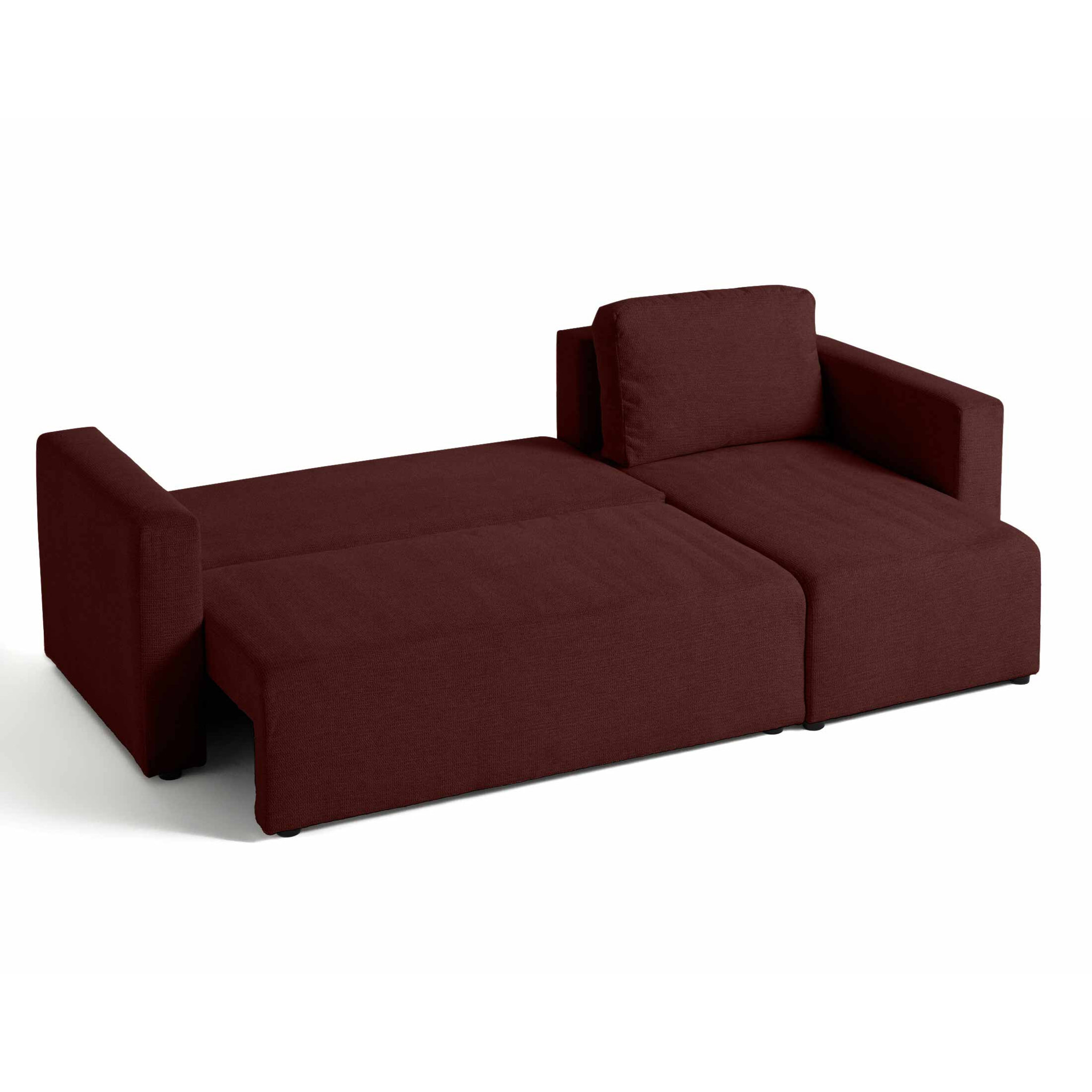 Canopy - canapé d'angle réversible - 4 places - convertible avec coffre - en tissu texturé - Prune