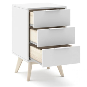 Mesita de noche Numa 3 cajones Blanco - Oak Soft