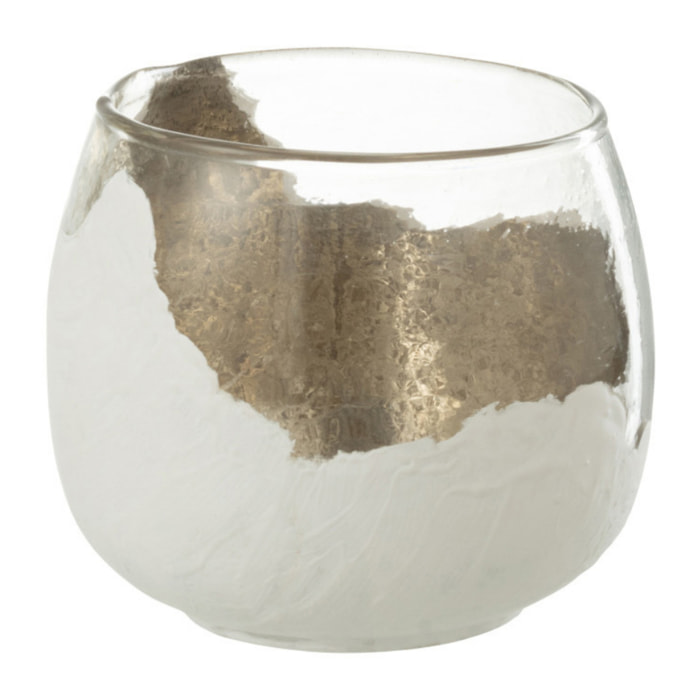 J-Line bougeoir Wavy - verre - transparent/blanc - small