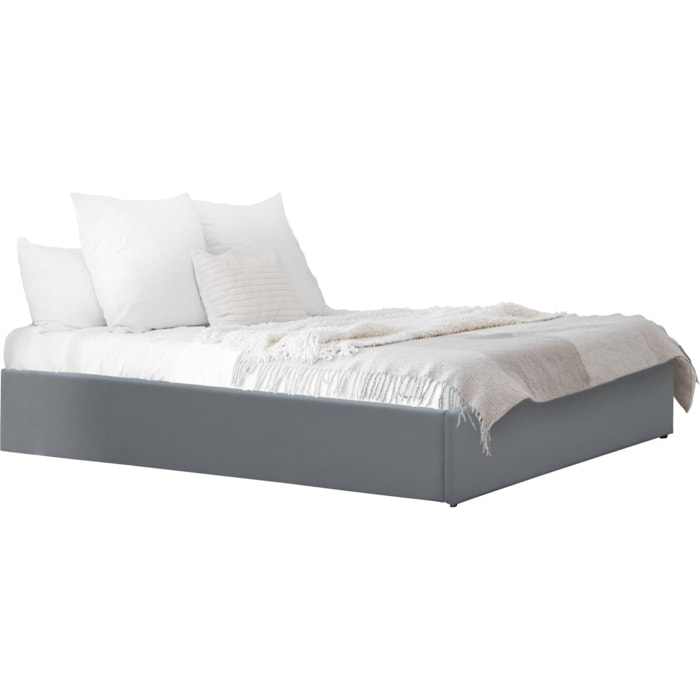 Lit simple en PVC avec coffre "Ava" - 90 x 190 cm - Gris