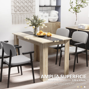 Mesa de Comedor para 4-6 Personas, Mesa de Cocina Rectangular, Estilo Moderno, para Salón, 120x69x75 cm, Roble y Negro