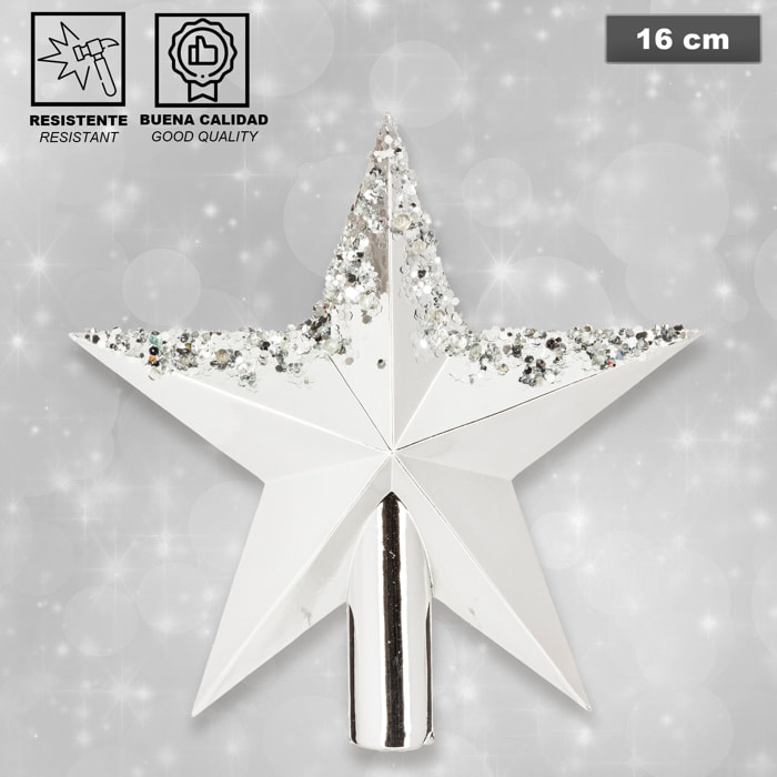 Estrella de cresta blanca con purpurina plata