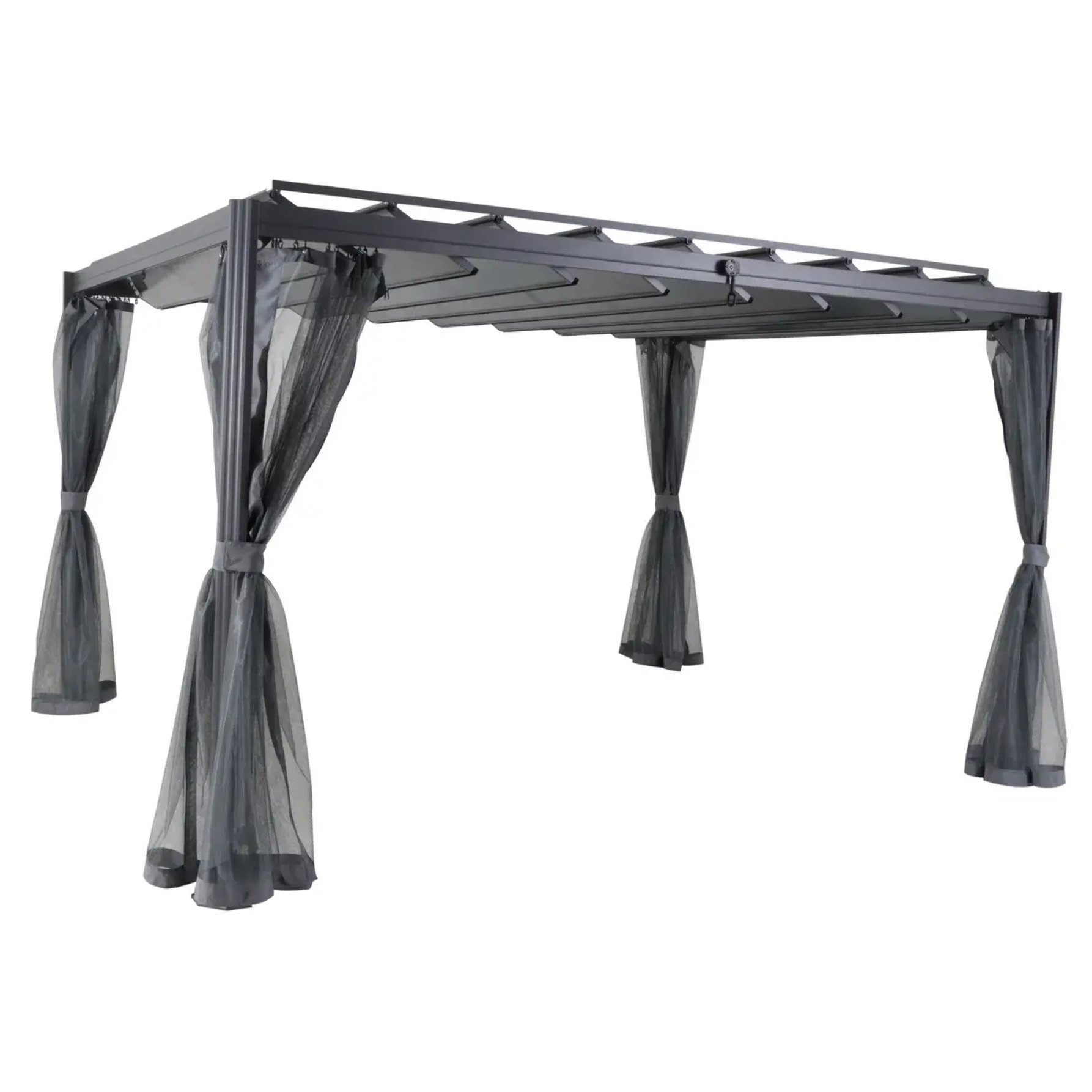 Moustiquaire pour pergola "Belize" à lattes 3x3,8m ardoise en polyester