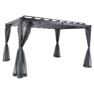 Moustiquaire pour pergola "Belize" à lattes 3x3,8m ardoise en polyester