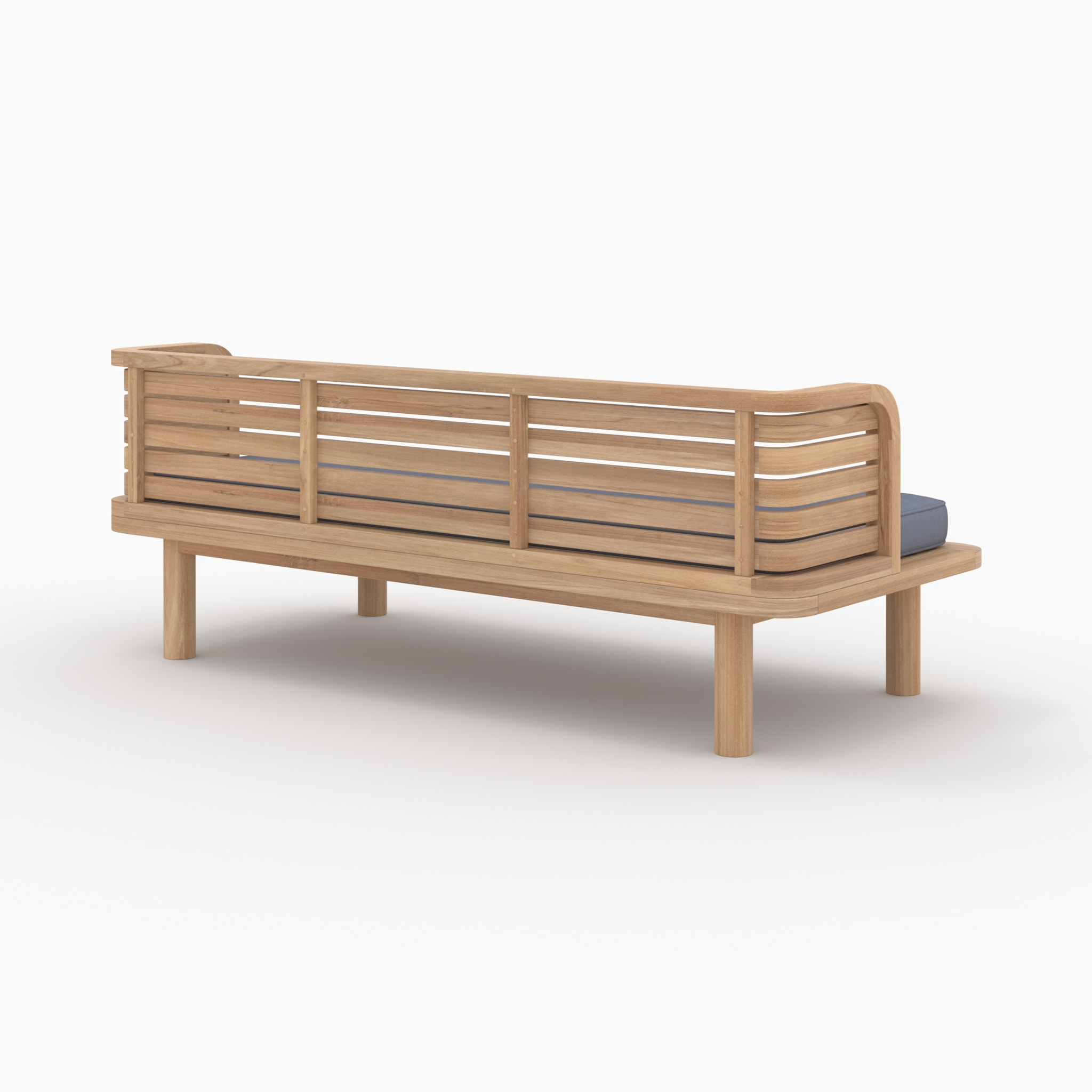 Banquette de jardin 2 places en teck et coussin gris - Kilda