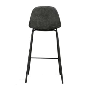 Lot de 2 chaises pour îlot central 65 cm en cuir synthétique gris - Henrik
