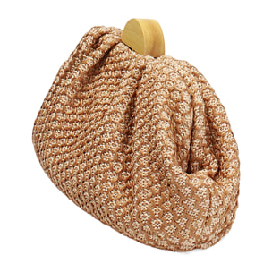 Clutch donna marrone beige in raffia