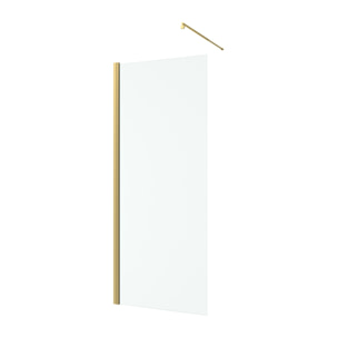 Paroi de Douche 80x200cm Verre Transparent - Barre de Fixation Extensible et Profil Or Brossé