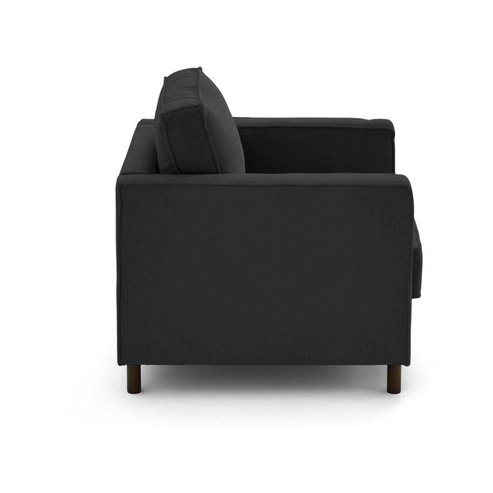 Jake - fauteuil en velours côtelé - pieds bois foncé - Gris foncé
