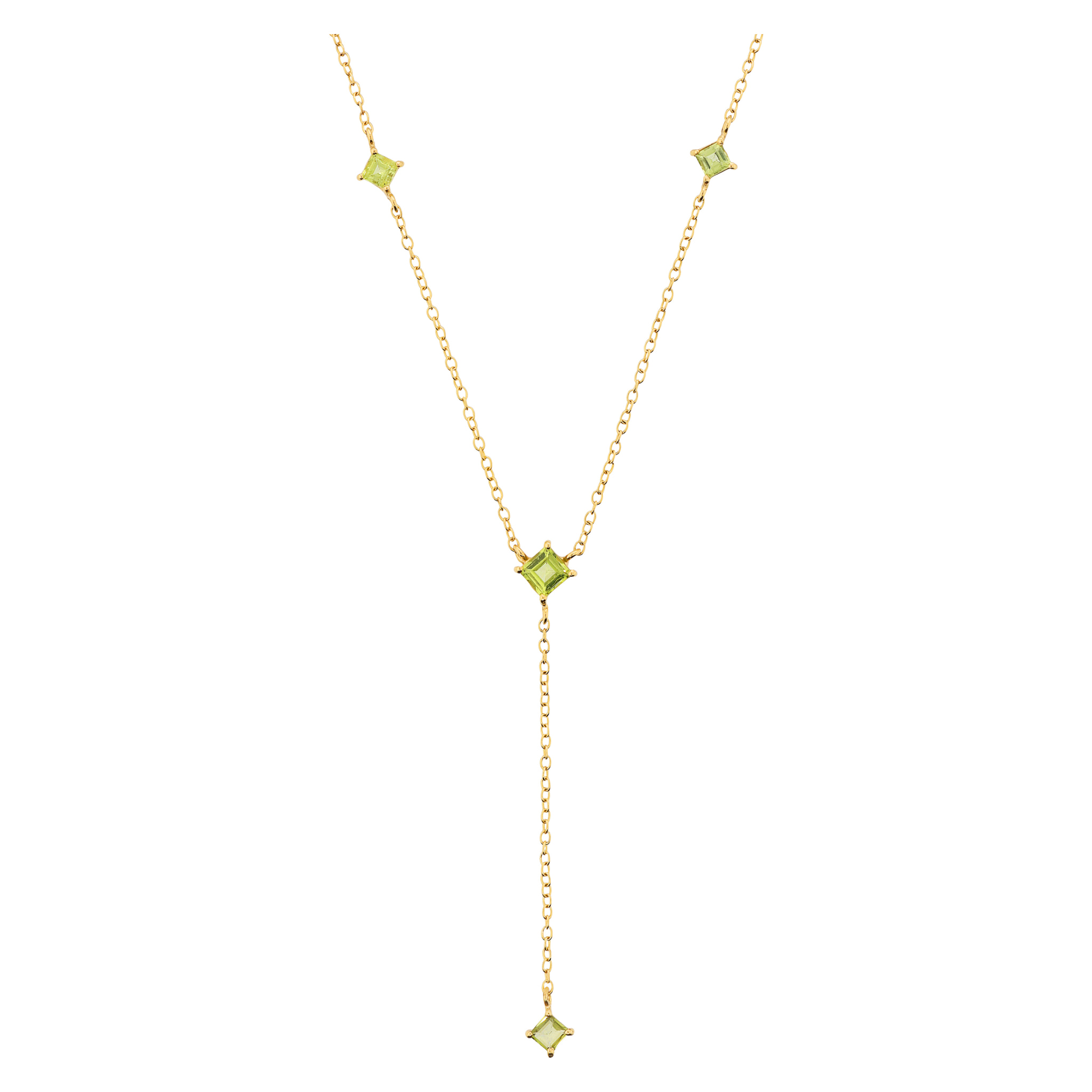 Collana a Cravatta in Argento 925 placcato Oro Giallo 18Kt con Peridoto Verde