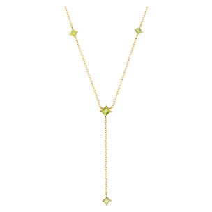 Collana a Cravatta in Argento 925 placcato Oro Giallo 18Kt con Peridoto Verde