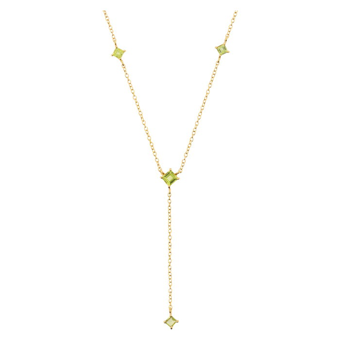 Collana a Cravatta in Argento 925 placcato Oro Giallo 18Kt con Peridoto Verde