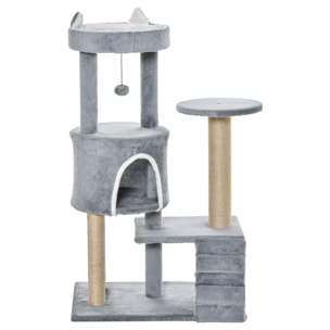 Árbol Rascador para Gatos Mediano Árbol para Gatos de 5 Niveles Torre para Gatos con Plataformas Nido Postes de Yute Escalera y Bola Colgante Gris