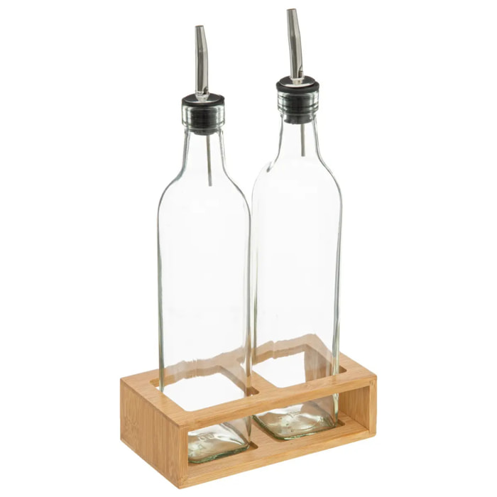 Bouteilles huile/vinaigre verre 048L Bambou