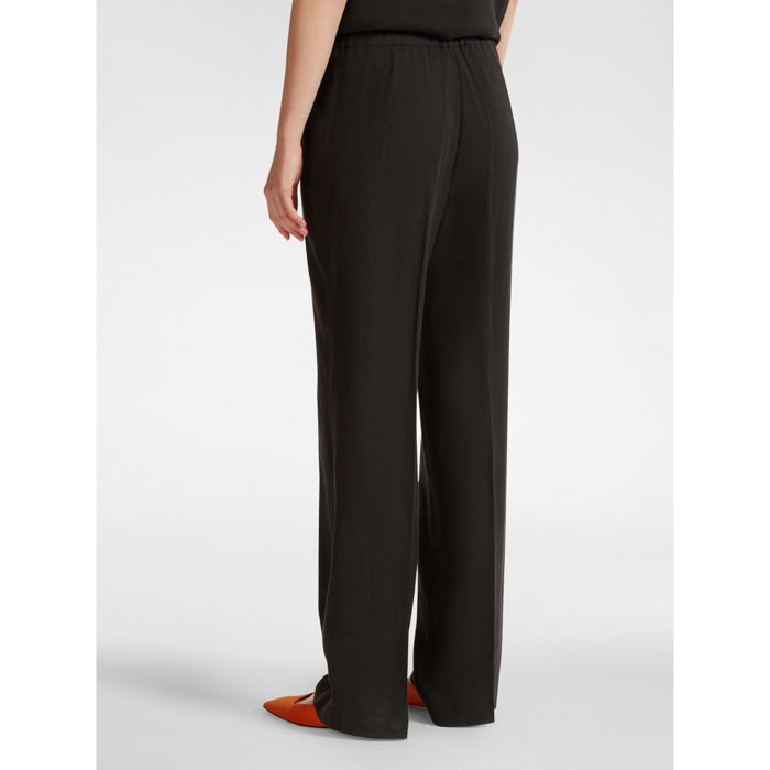 Elena Mirò - Pantaloni relaxed fit in lino - Nero