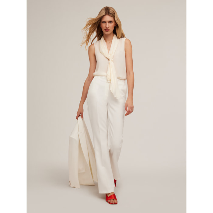 Motivi - Blusa senza maniche con sciarpa plissé - Bianco