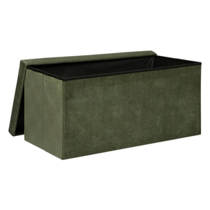 Pouf pliant double "Lilou" en velours 76x38cm vert kaki