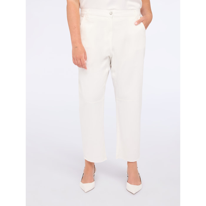 Fiorella Rubino - Pantalones moon fit de mezcla de algodón - Blanco