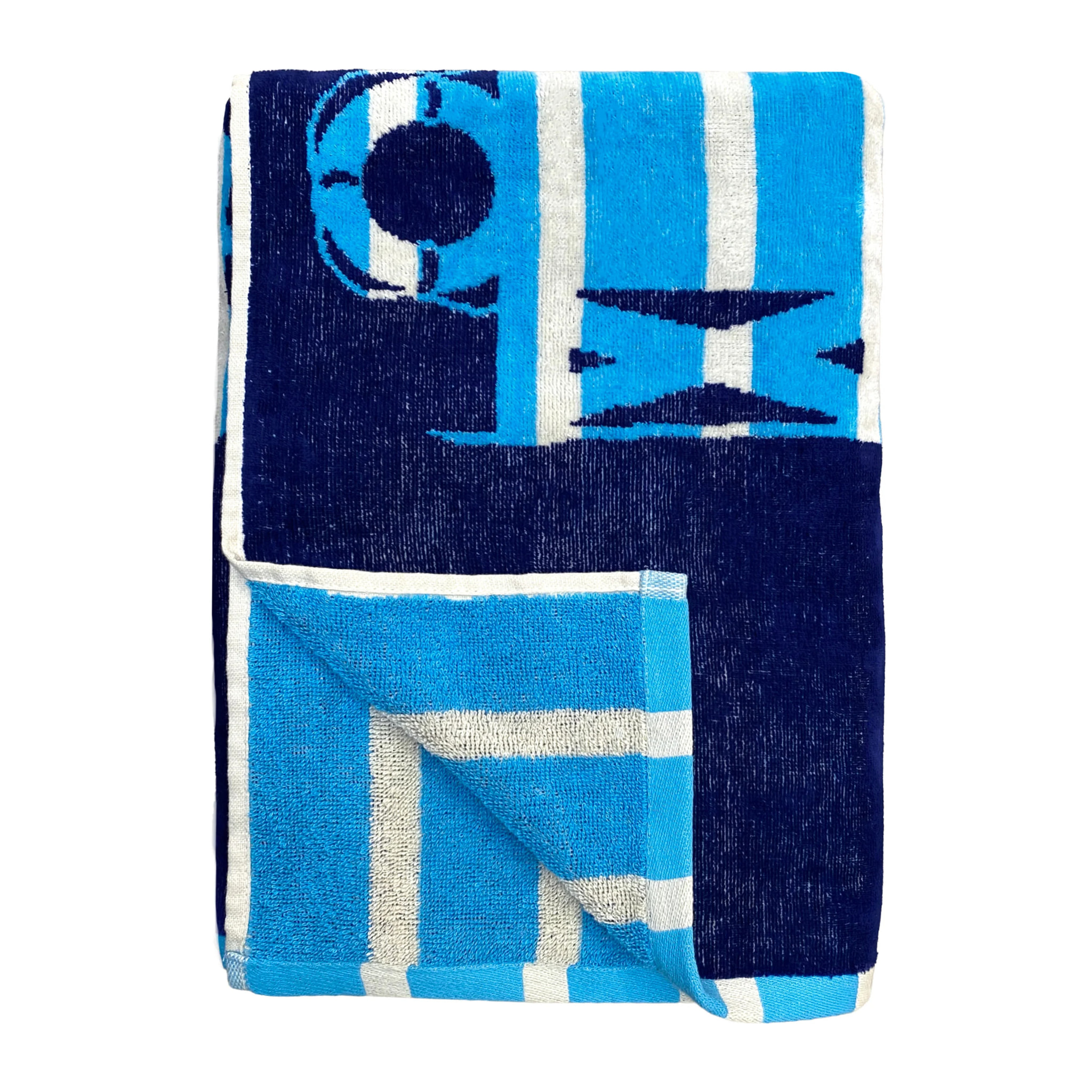 Serviette de plage éponge velours Jacquard - Santorini - 90x170cm - 400g/m²