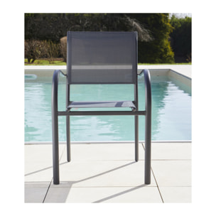 Ensemble table et chaises de jardin  - gris anthracite et terracotta - HONFLEUR BEZIERS