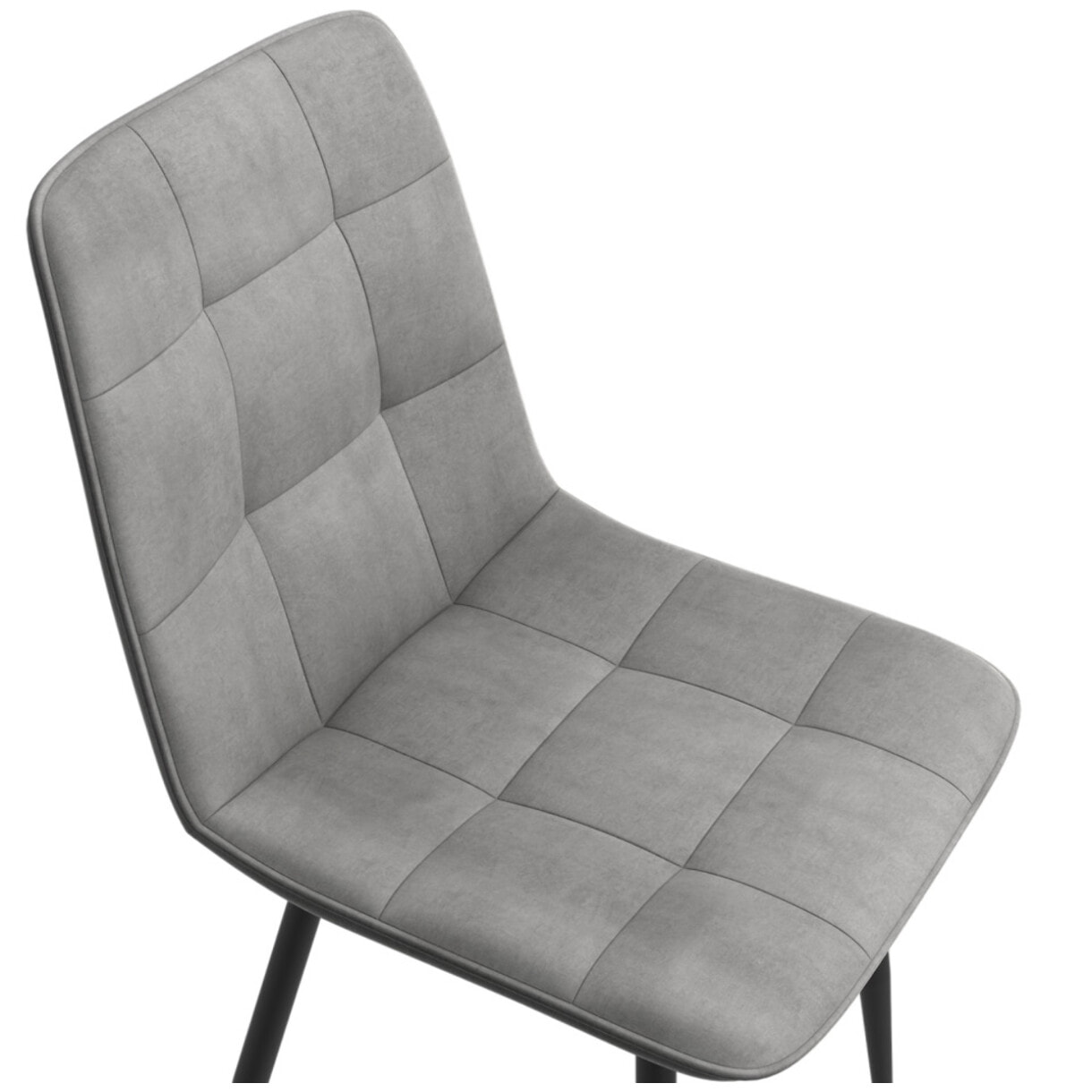 Chaises Linda velours gris clair pieds noirs - lot de 6