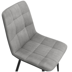 Chaises Linda velours gris clair pieds noirs - lot de 6