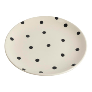 Set de vajilla de 12 piezas de gres con lunares negros (4 platos llanos 27 cm, 4 platos hondos 21 cm y 4 platos de postre 19 cm) – Dots La Maison