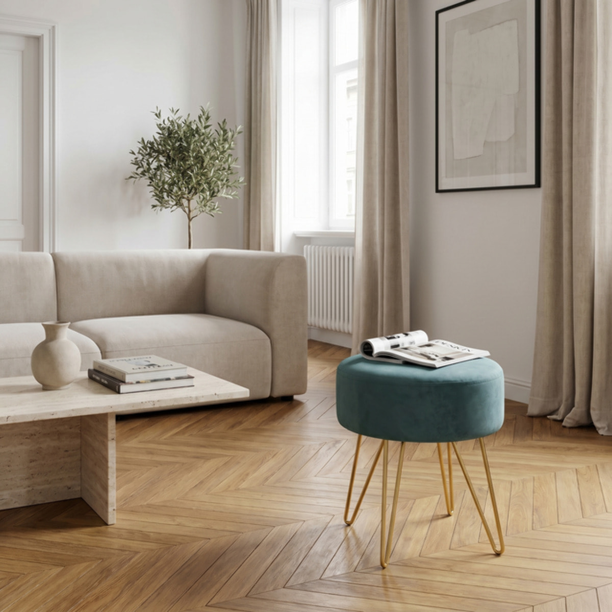 Panca Imbottita in Velluto con Gambe Dorate, Seduta Elegante dal Design Moderno per Camera da Letto, Ingresso, Soggiorno e Fondo Letto