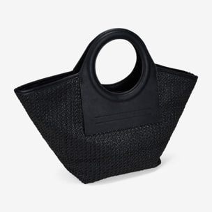 Bolso de mano negro con asas redondas