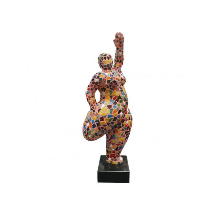 Statue femme multicolore mosaïque en résine H60cm - MOSAIK