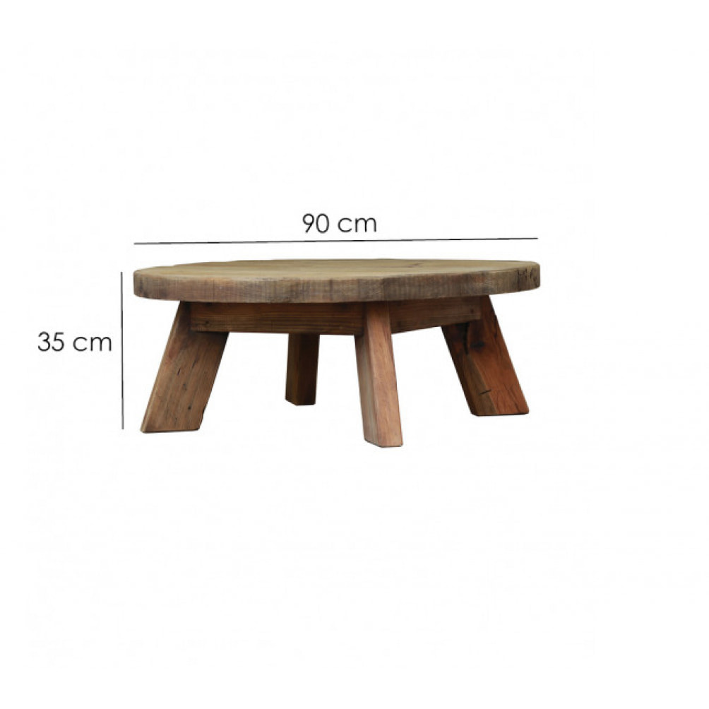 Table basse ronde en bois recyclé - ORIGIN