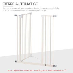 Barrera de Seguridad para Puertas y Escaleras Barrera para Perros Mascotas con Cierre Automático Extensión 17,5 cm Montaje sin Agujeros Metal 74-80/91,5-97,5x104,1 cm Blanco