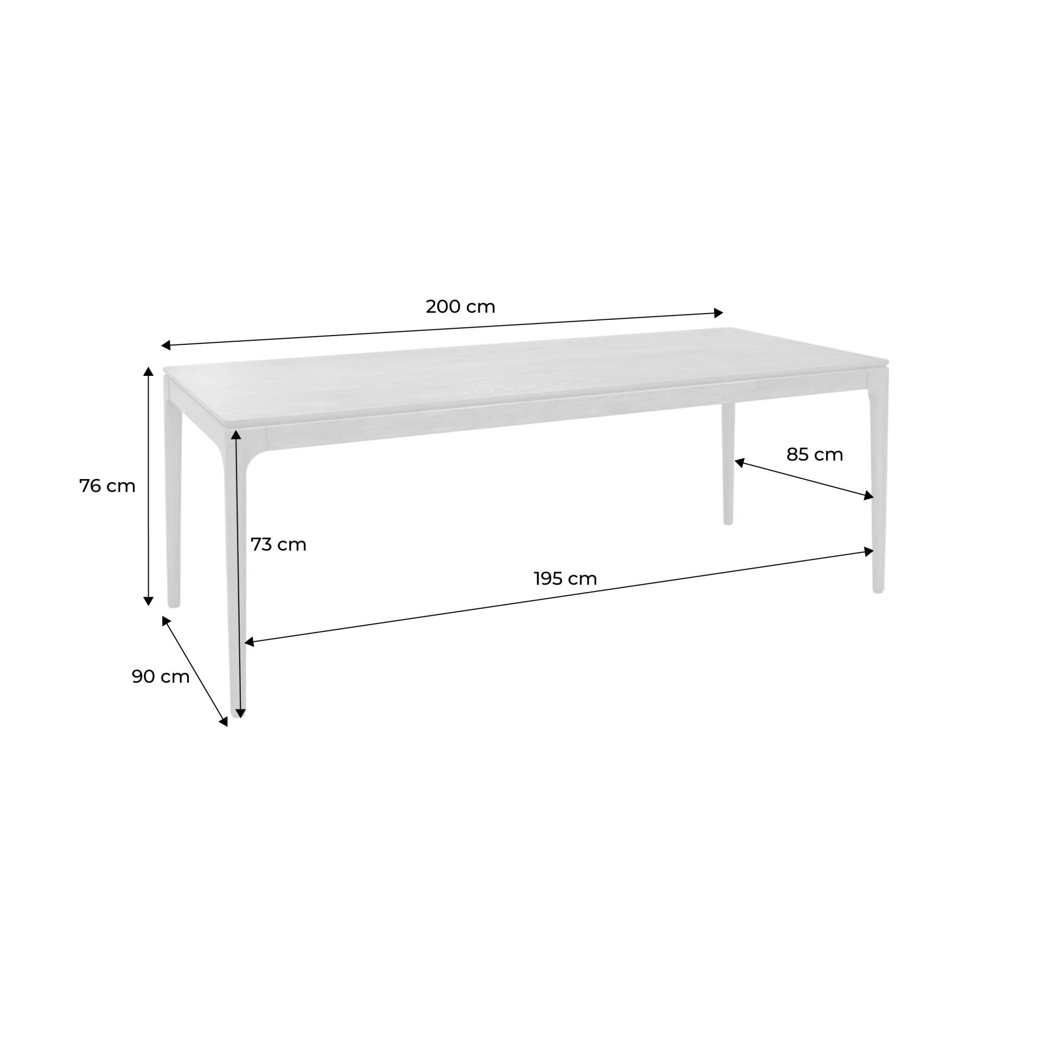 Table à manger rectangulaire bois d'hévéa et placage frêne 8 places ELENA