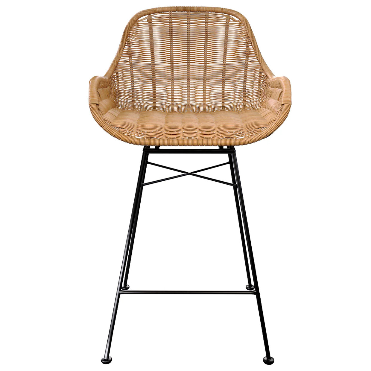 Lot de 2 chaises pour îlot central 65 cm en résine tressée naturelle - Carmela