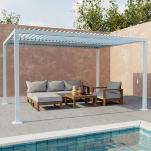 Pergola bioclimatique blanche. aluminium et acier. 3x4m. lames orientables