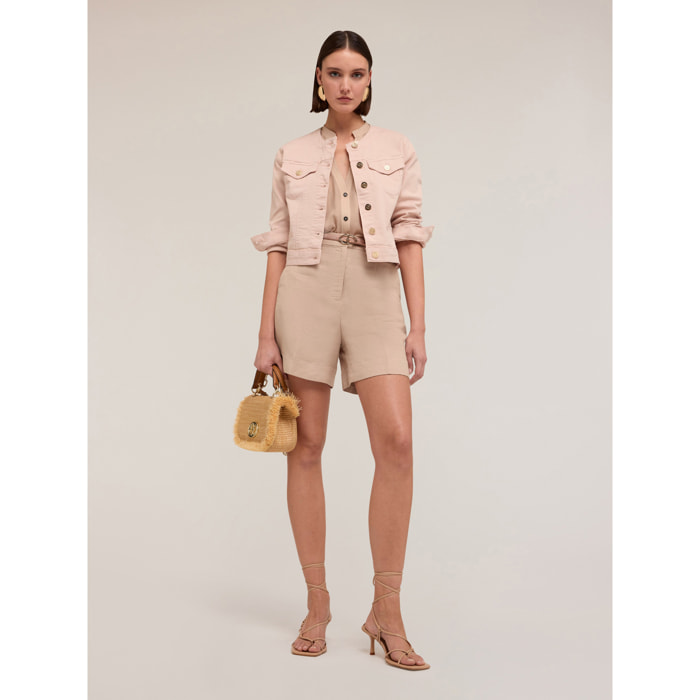 Motivi - Pantalones cortos de lino y viscosa - Beige