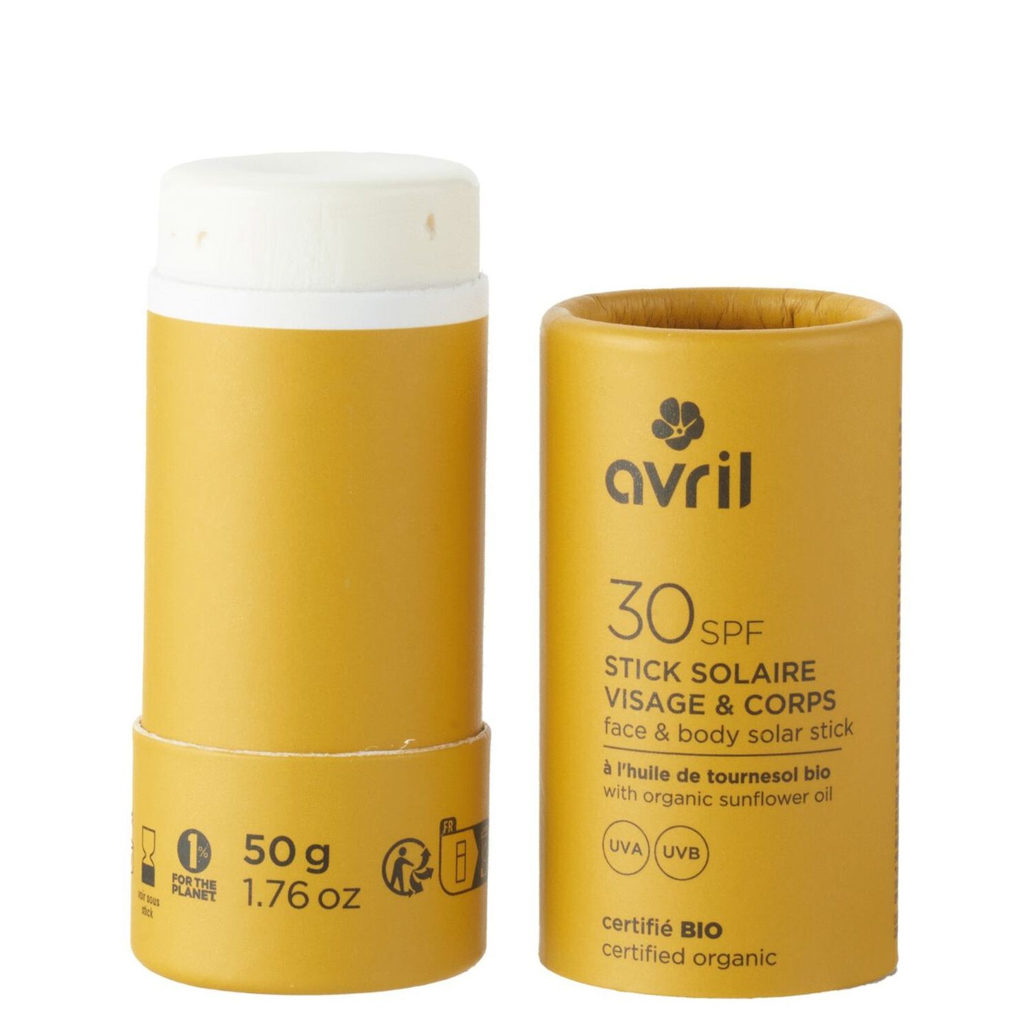 Stick Solaire Certifié Bio - Stick Solaire SPF30 Visage et Corps 50 g